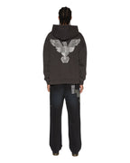 Mens Eagle Ekcess Hoodie Faded Black Oversized Fleece - Black