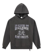 Mens Engine Ekcess Hoodie Faded Black Oversized Fleece - Black