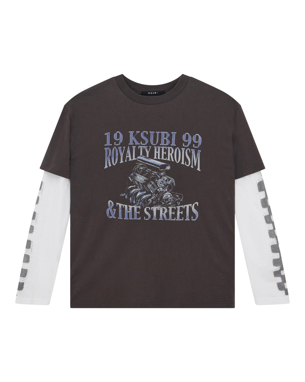 Mens Engine Ls Layer Tee Faded Black Regular Tees - Black