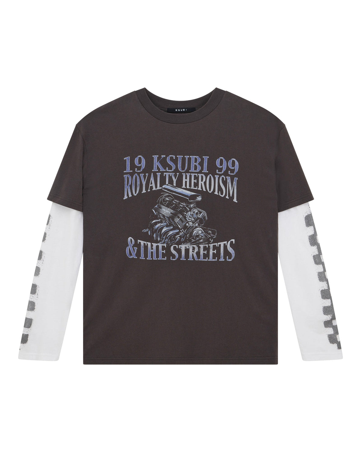 Mens Engine Ls Layer Tee Faded Black Regular Tees - Black