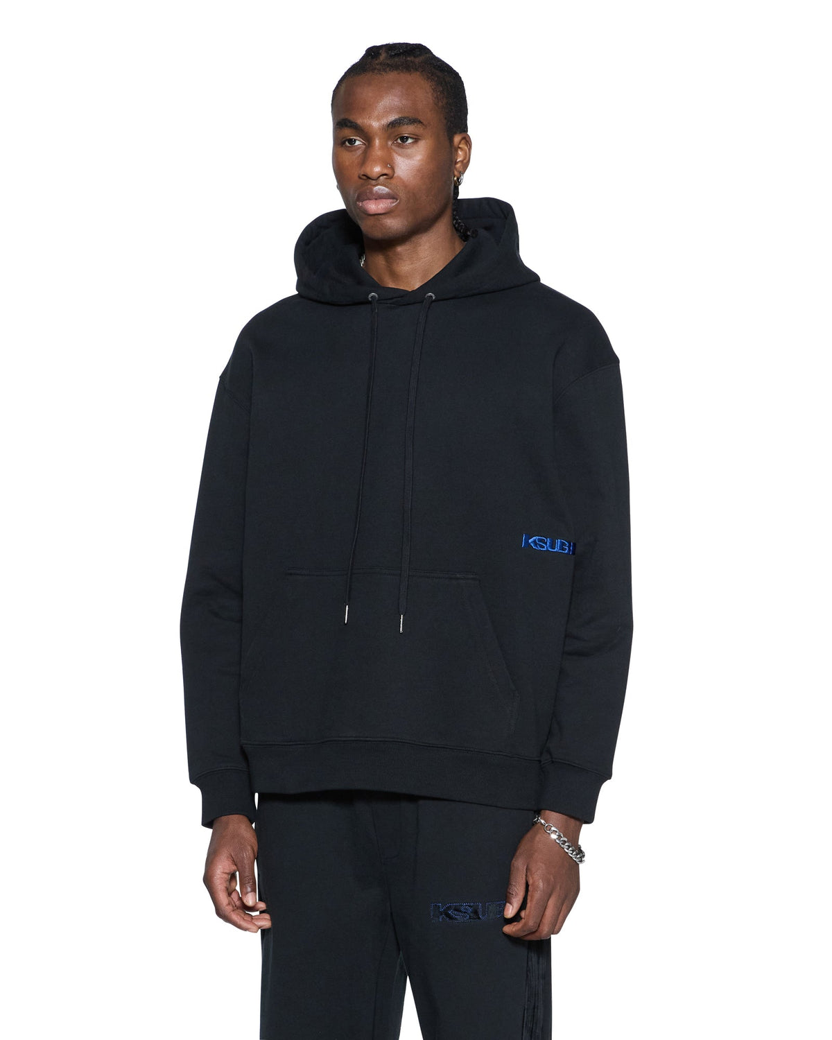 Mens 4x4 Paise Biggie Hoodie Cobalt Black Regular Fleece - Black
