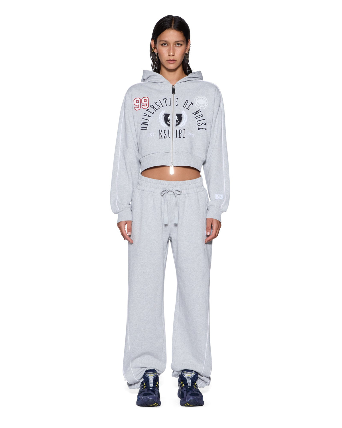 Womens Carter Wide Trakpant Grey Marle Regular Pants - Grey
