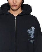 Mens False Idols Ekcess Zip Hoodie Jet Black Oversized Fleece - Black