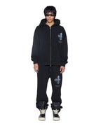 Mens False Idols Ekcess Zip Hoodie Jet Black Oversized Fleece - Black