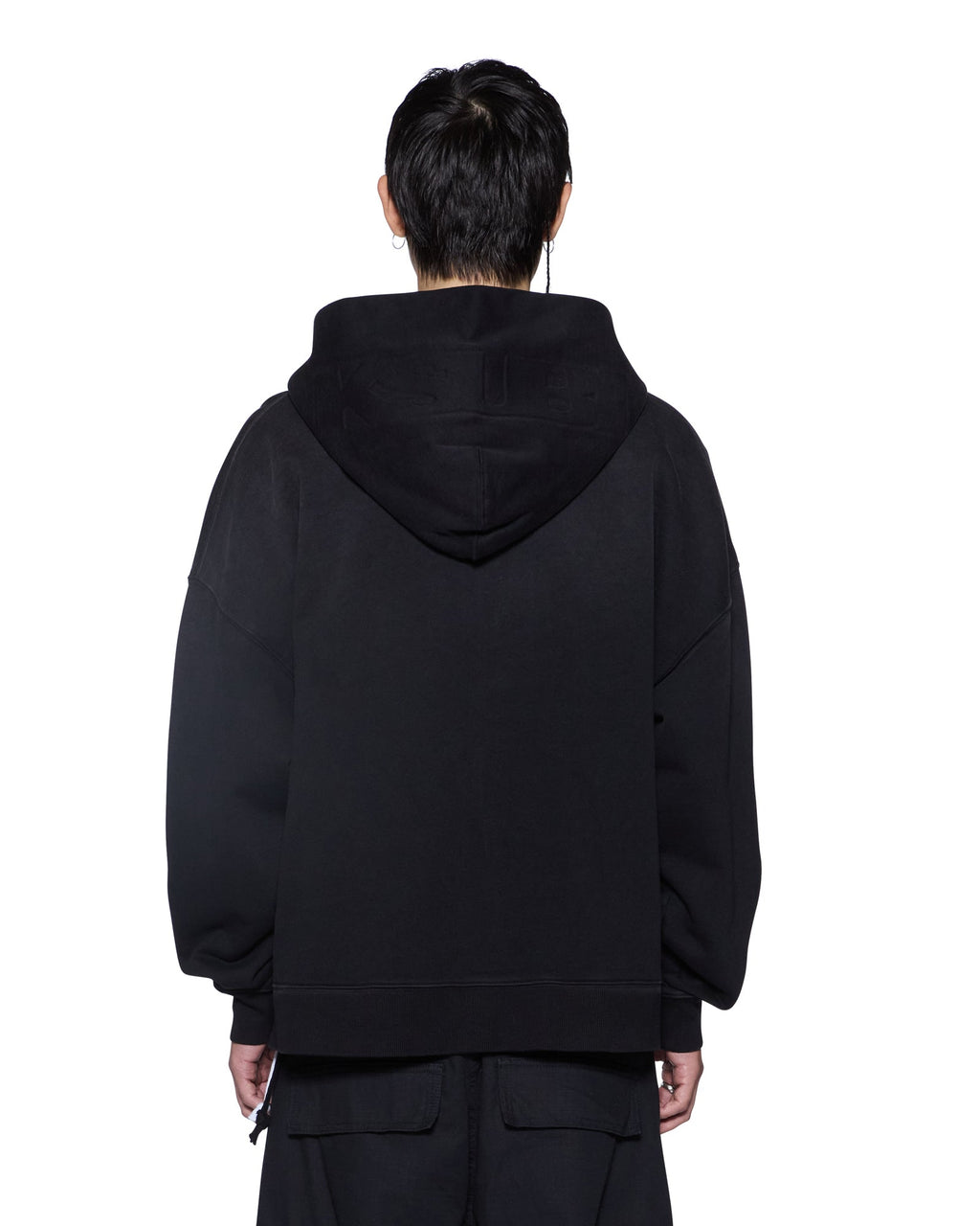 Mens Intruder Ekcess Zip Hoodie Jet Black Oversized Fleece - Black
