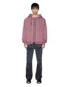 Mens Intruder Ekcess Zip Hood Plum Oversized Fleece - Purple