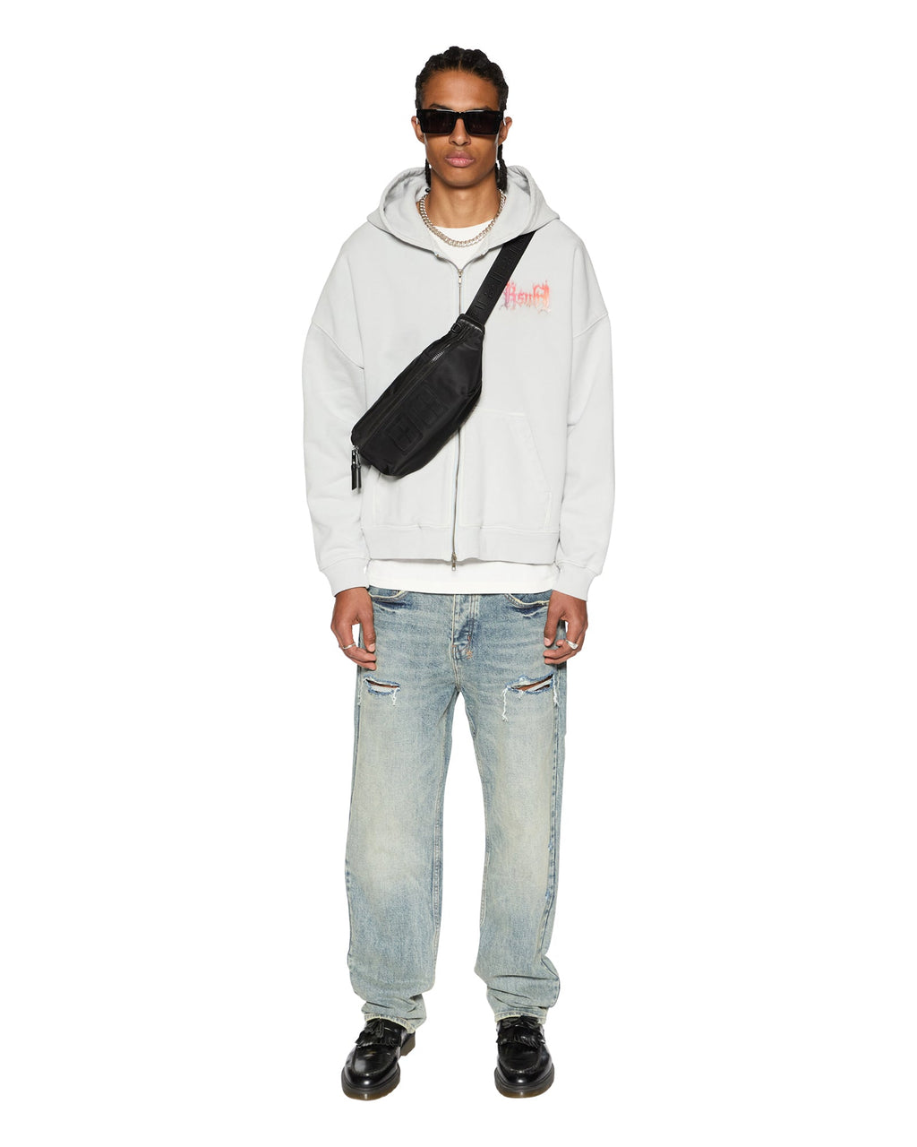 Mens Anti K Stage Dive Trashed Relaxed Denim Jeans - Denim