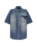 Womens Garage Denim Ss Shirt Painter Blue Relaxed Shirts - Denim