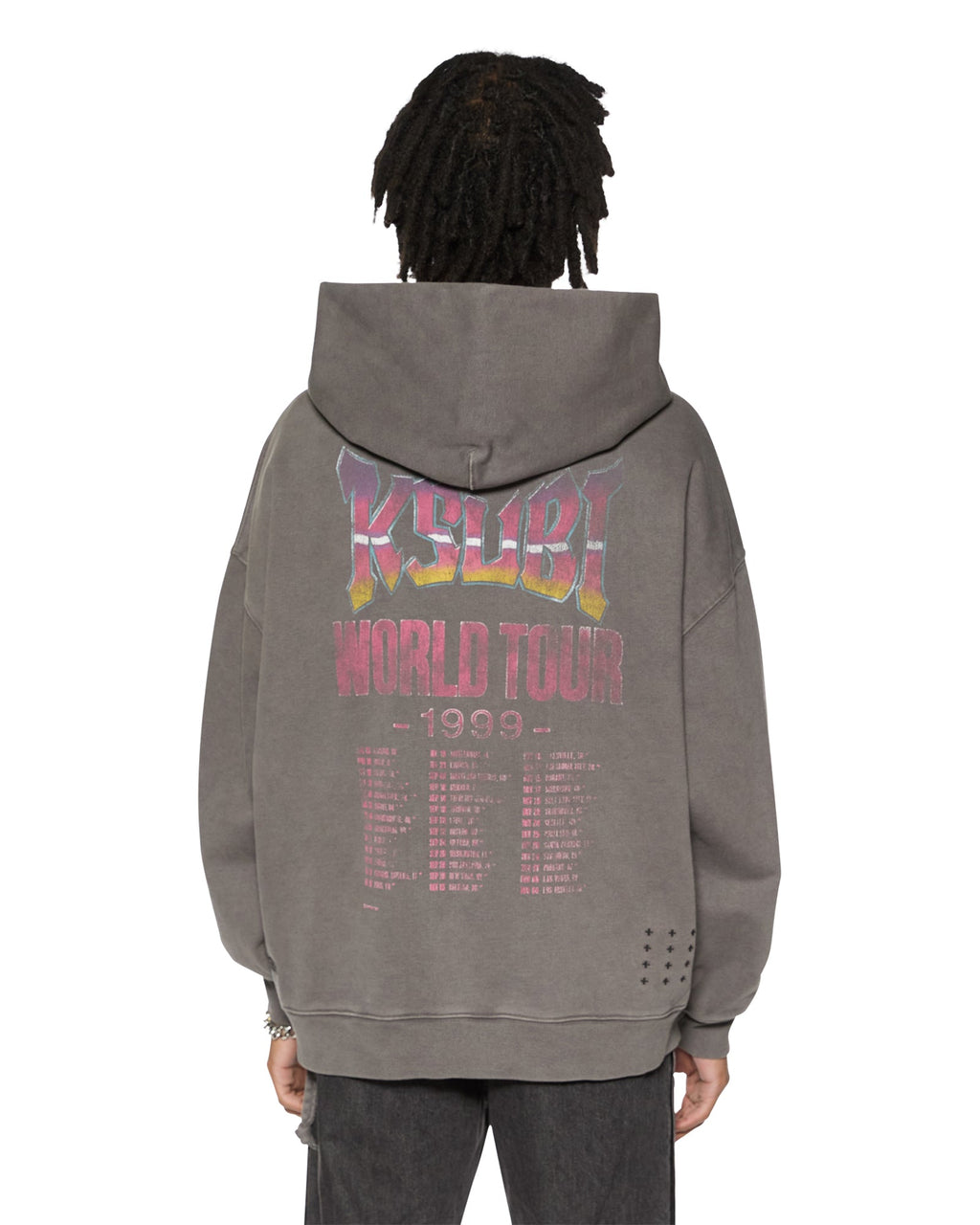 Mens Global Ekcess Hoodie Charcoal Oversized Fleece - Grey