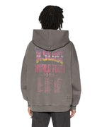 Mens Global Ekcess Hoodie Charcoal Oversized Fleece - Grey