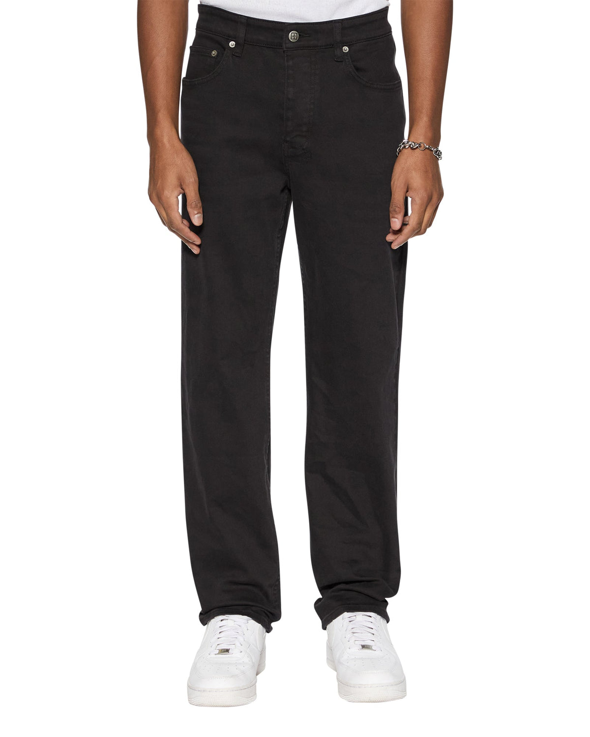 Mens Hazlow Ghosted Straight Denim Jeans - Black