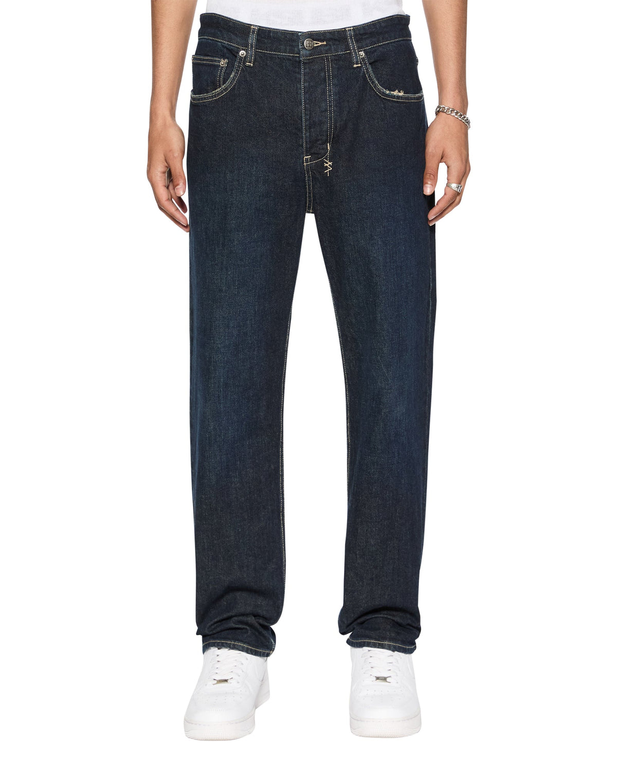 Mens Hazlow Rinsed Straight Denim Jeans - Denim