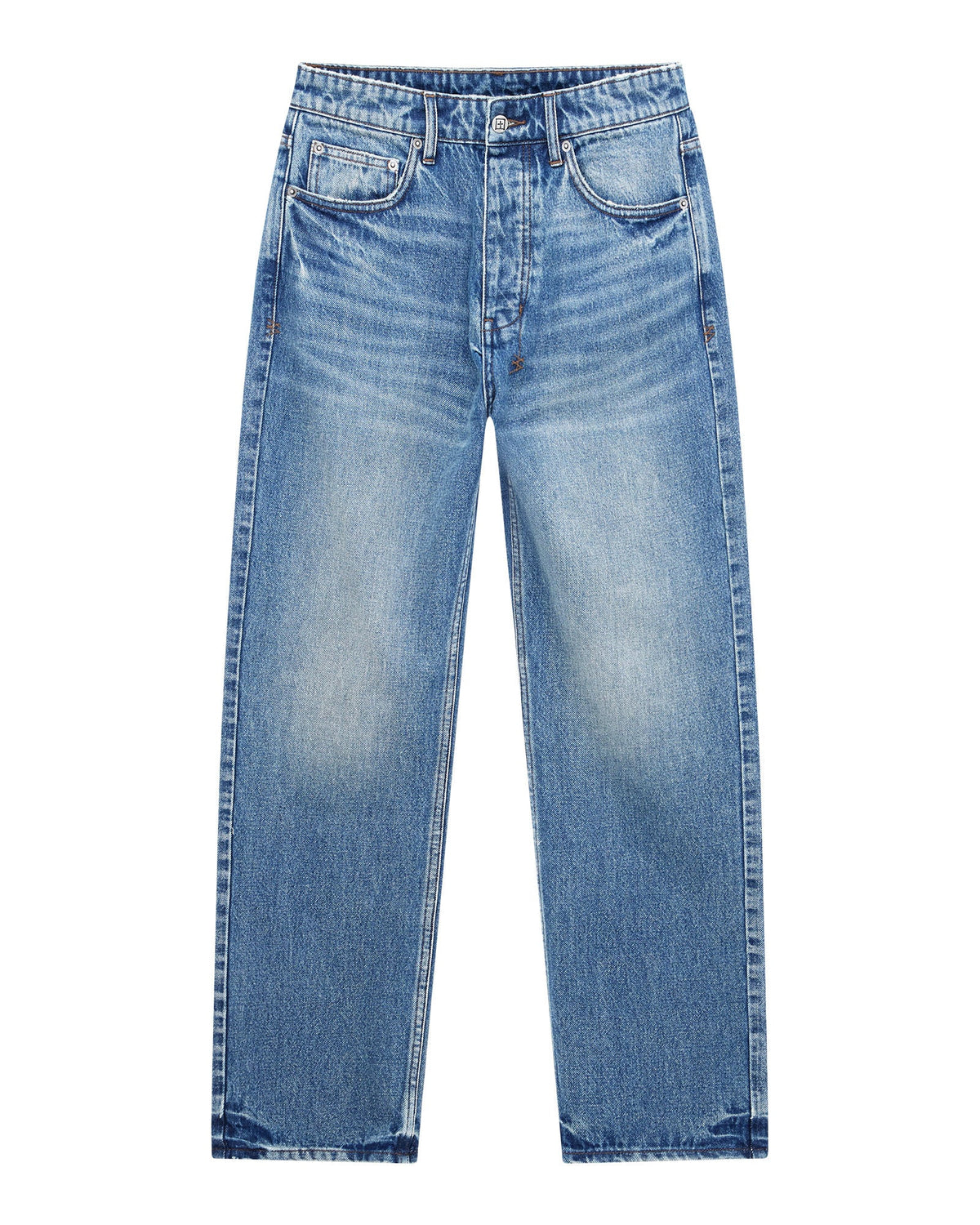 Mens Hazlow Roadhouse Repair Straight Denim Jeans - Denim