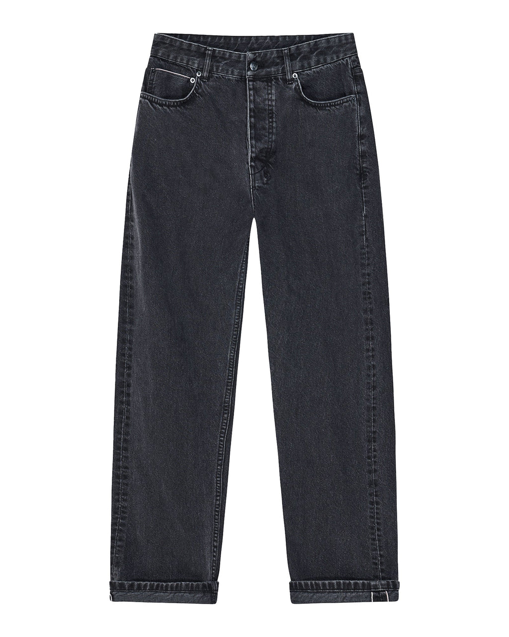 Mens Hazlow Selvedge Ny Black Straight Denim Jeans - Black