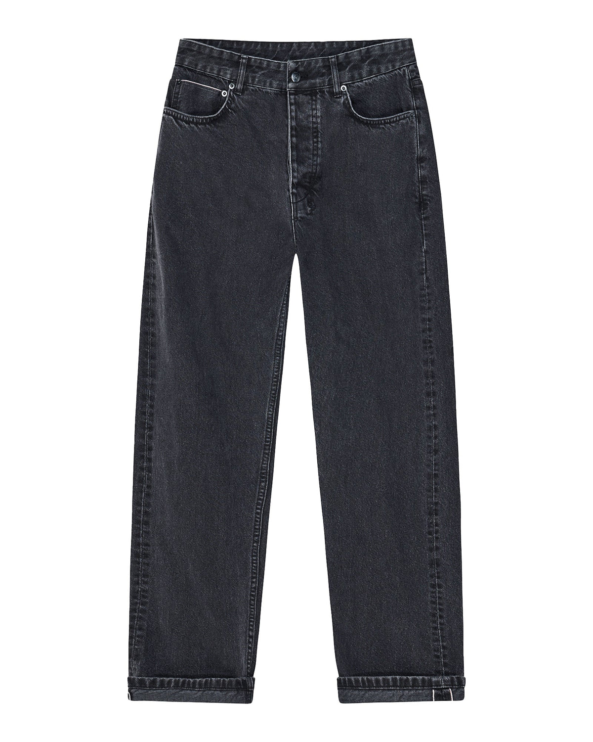 Mens Hazlow Selvedge Ny Black Straight Denim Jeans - Black