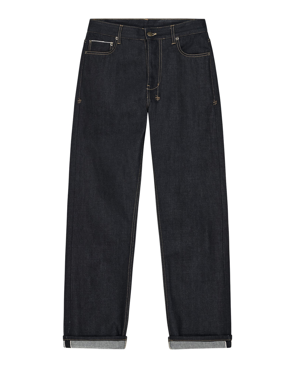 Mens Hazlow Selvedge Raw Straight Denim Jeans - Denim