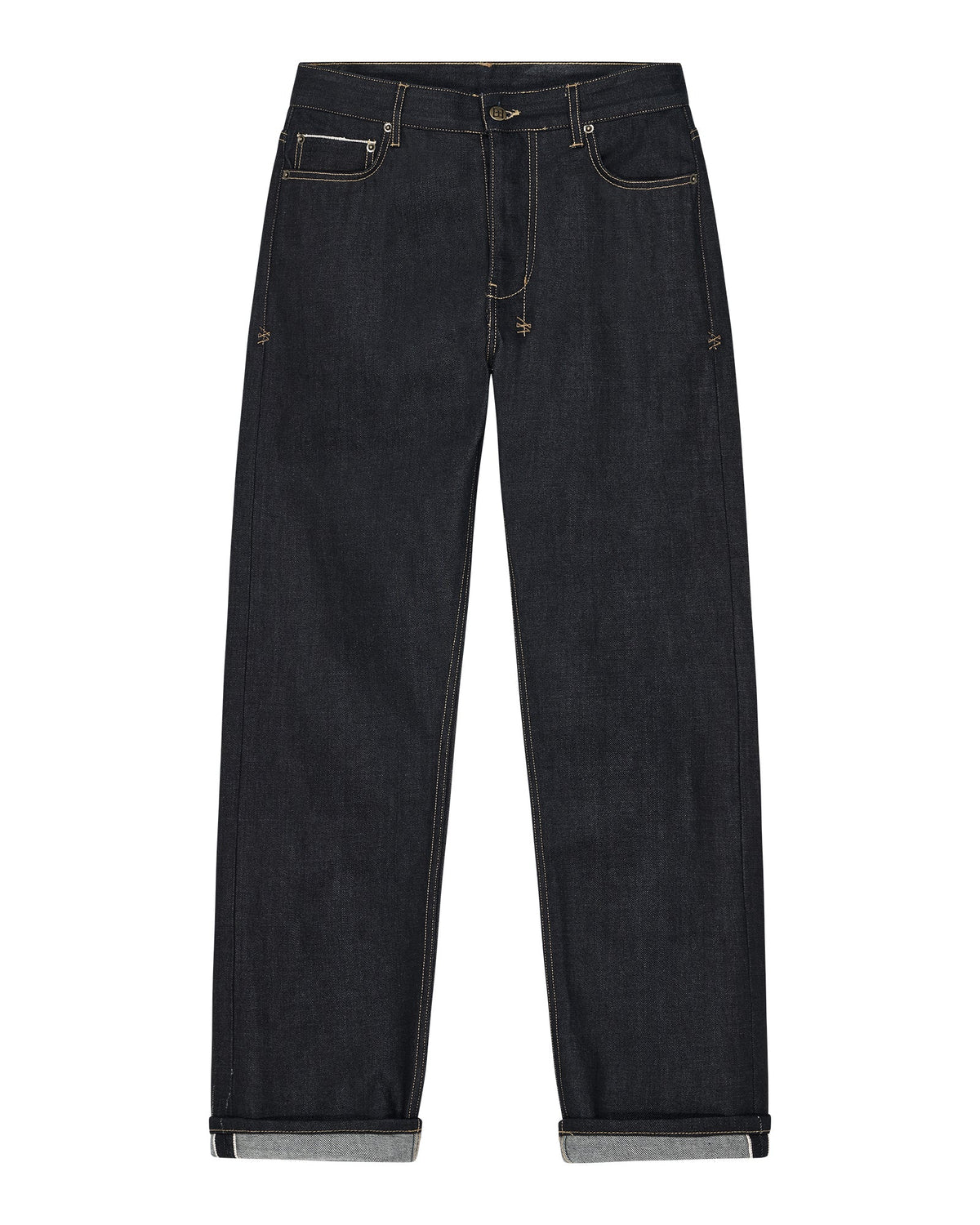 Mens Hazlow Selvedge Raw Straight Denim Jeans - Denim