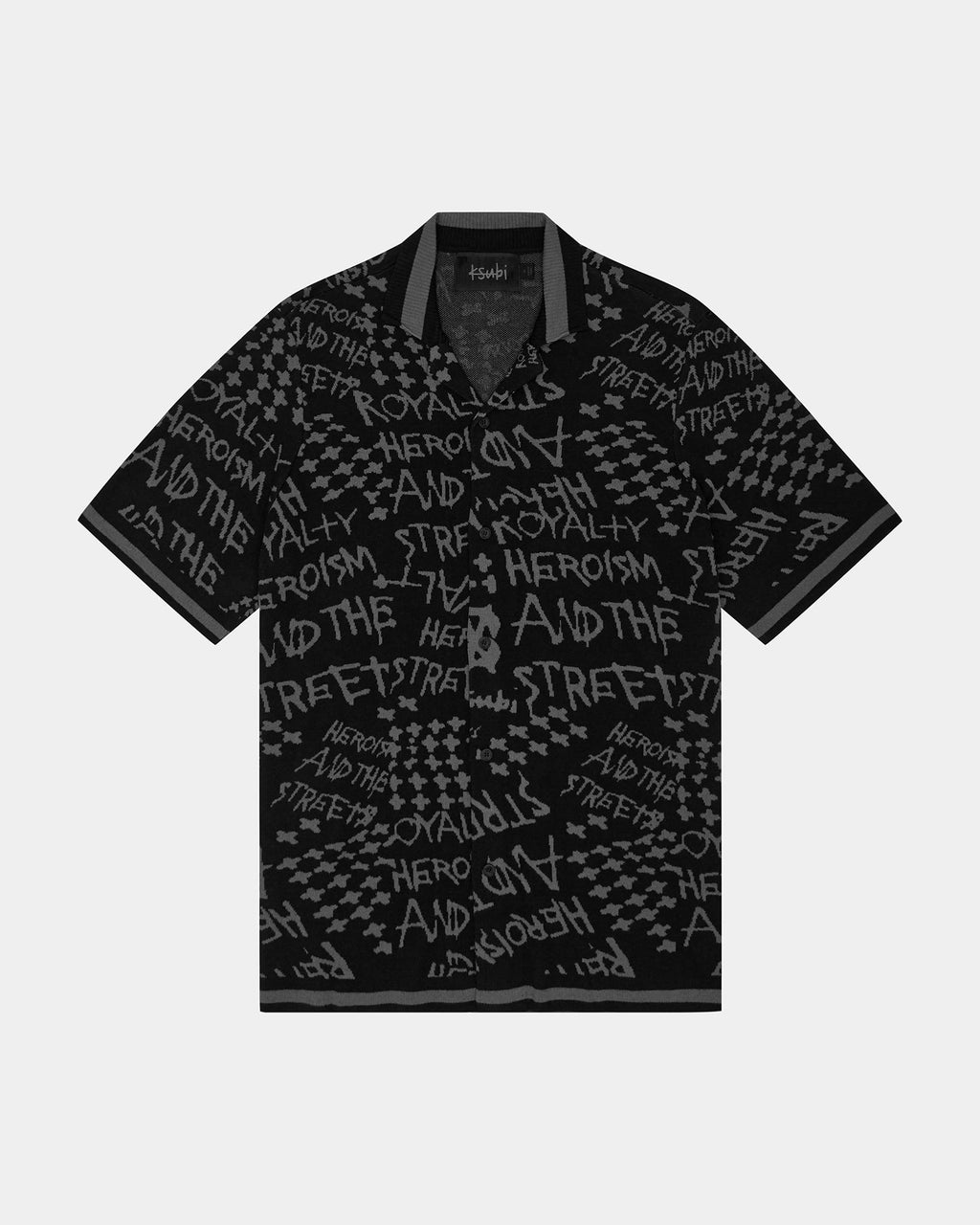 Mens Heroism Knit Resort Ss Shirt Black Regular Shirts - Black