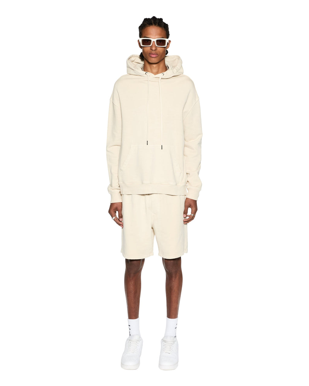 Mens 4 X 4 Biggie Hoodie Desert Oversized Fleece - Tan