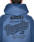 Mens Ace Ekcess Hoodie Ink Fade Oversized Fleece - Navy
