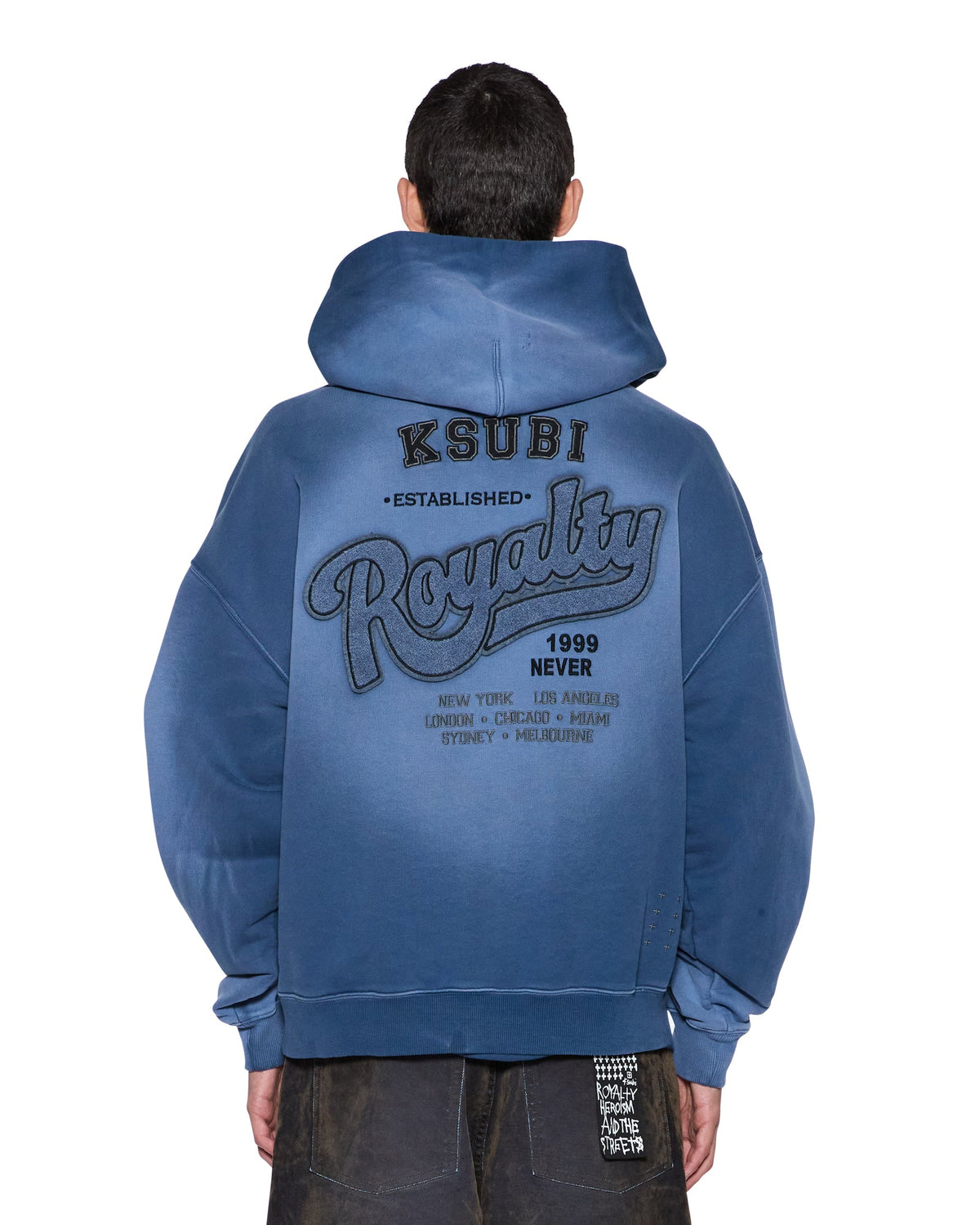 Mens Ace Ekcess Hoodie Ink Fade Oversized Fleece - Navy