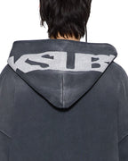 Mens Ace Ekcess Zip Thru Hoodie Black Fade Oversized Fleece - Grey