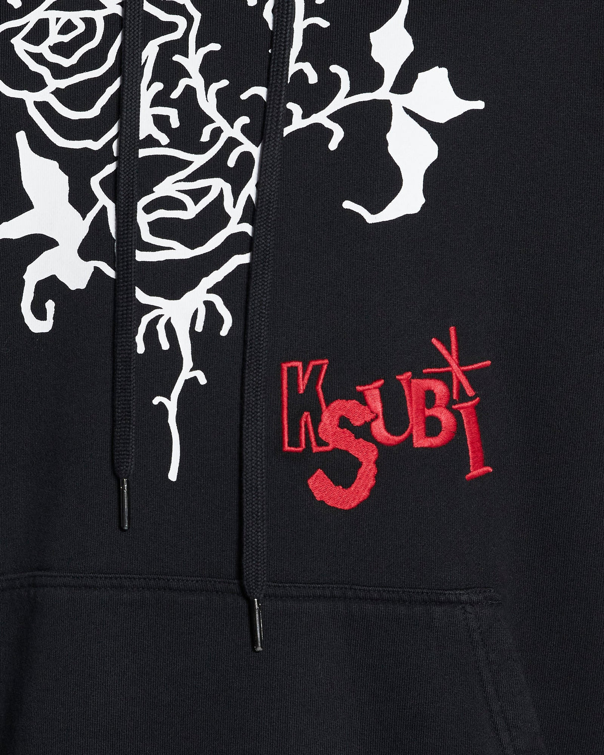 Mens Rose Biggie Hoodie Jet Black Oversized Fleece - Black