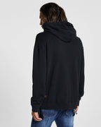 Mens Rose Biggie Hoodie Jet Black Oversized Fleece - Black