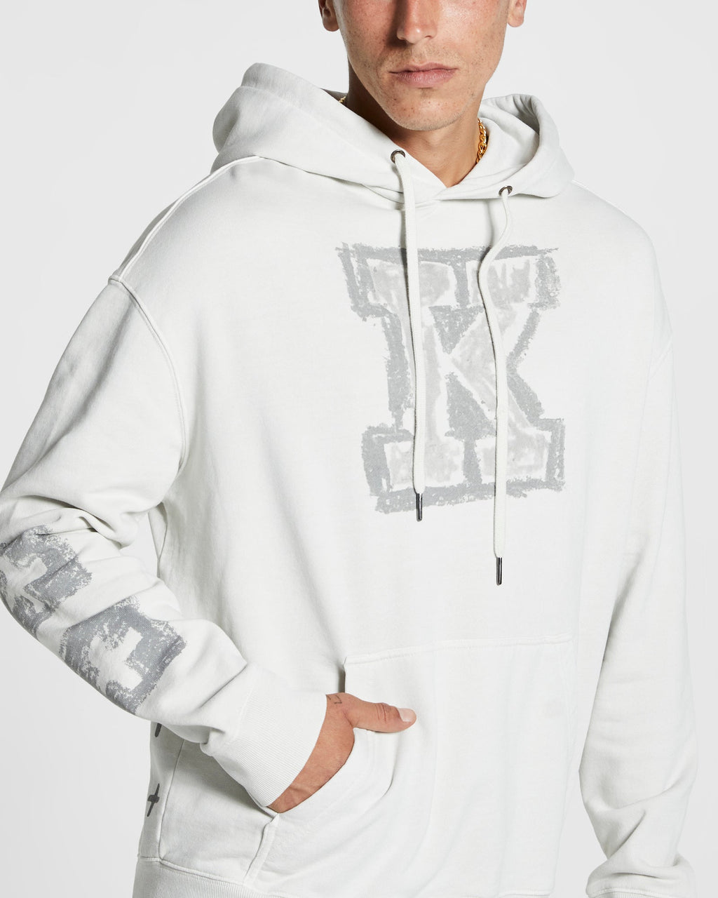 Mens Sketchy Biggiie Hoodie Grey Oversized Fleece - Grey