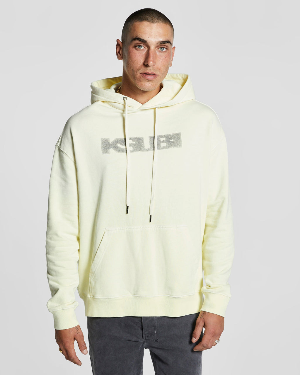 Mens Sott Biggie Hoodie Lemon Oversized Fleece - Yellow