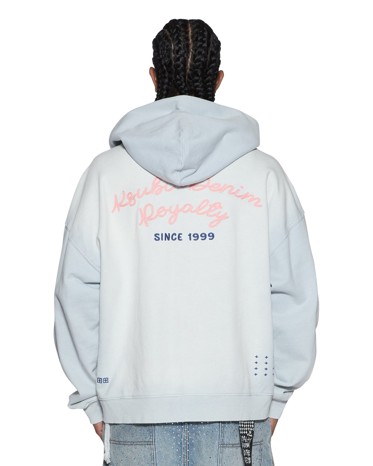 Mens Effect Ekcess Zip Hoodie Ice Mist Oversized Fleece - Blue