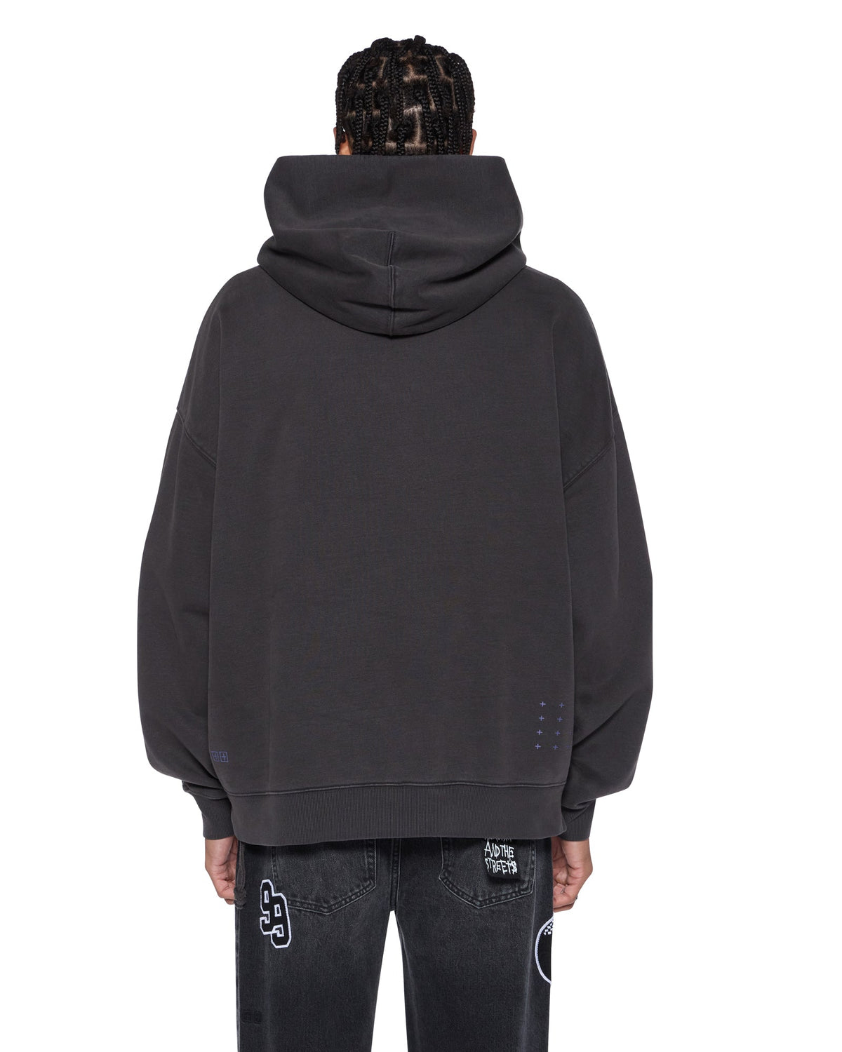 Mens Engine Ekcess Hoodie Faded Black Oversized Fleece - Black