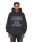 Mens Engine Ekcess Hoodie Faded Black Oversized Fleece - Black