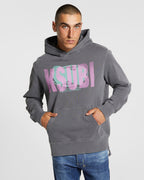 Mens Deranged Kash Hoodie Charcoal Regular Fleece - Grey