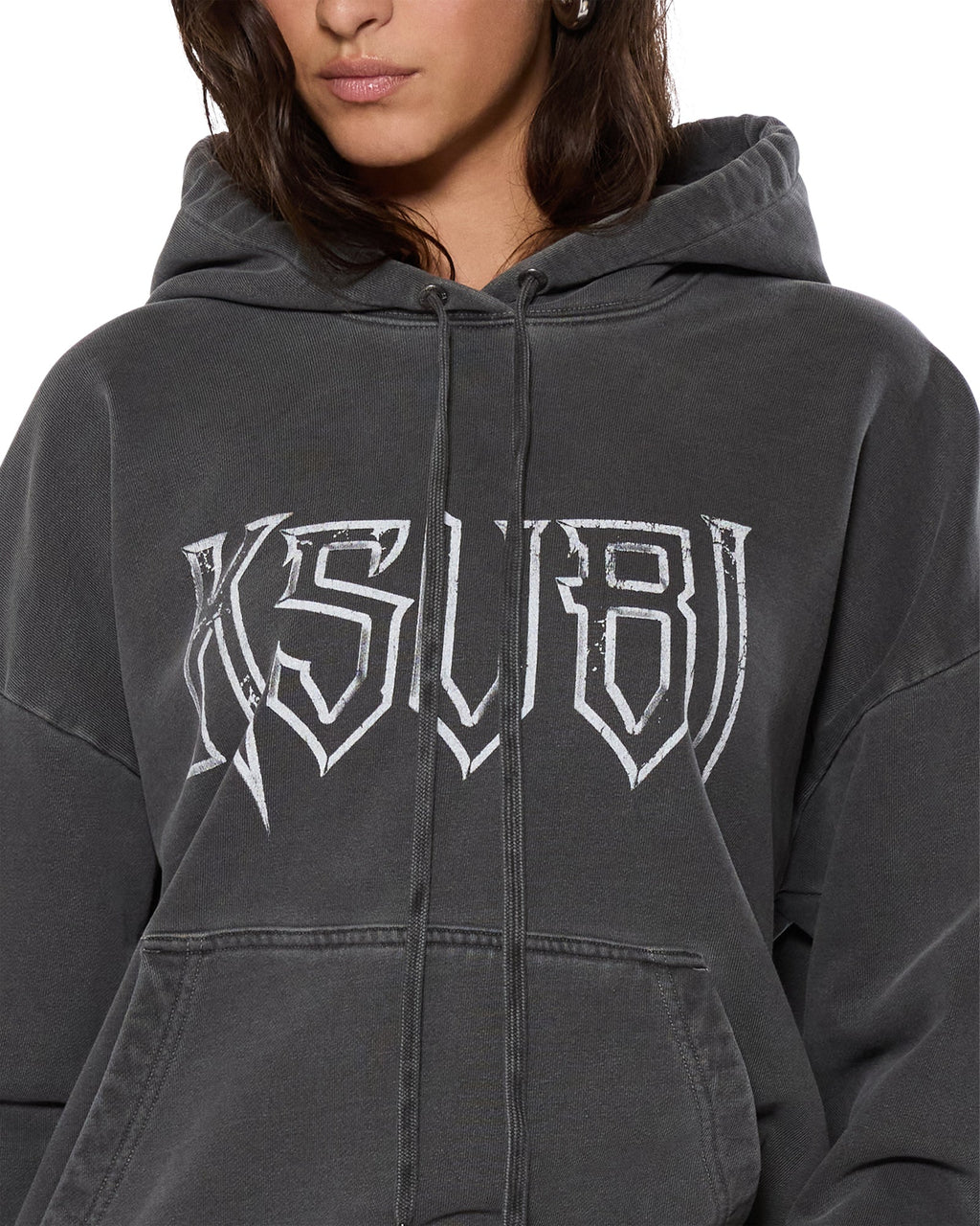 Womens Kingdom Oh G Hoodie Charcoal Oversized Fleece - Grey