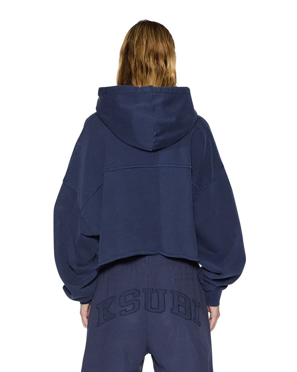 Womens Oh G Hoodie Cropped Ink Blue Regular Fleece - Navy