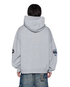 Mens Patched Ekcess Hoodie Grey Marle Oversized Fleece - Grey