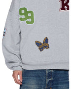 Mens Patched Ekcess Hoodie Grey Marle Oversized Fleece - Grey