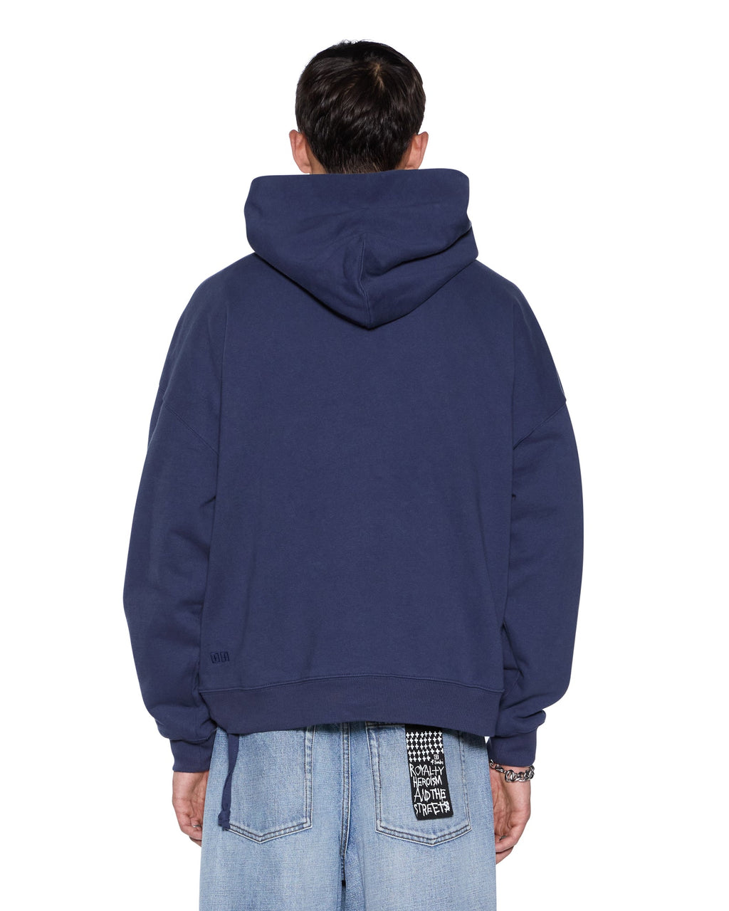 Mens Patched Ekcess Hoodie Navy Oversized Fleece - Navy