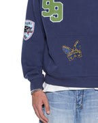 Mens Patched Ekcess Hoodie Navy Oversized Fleece - Navy