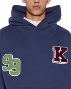 Mens Patched Ekcess Hoodie Navy Oversized Fleece - Navy