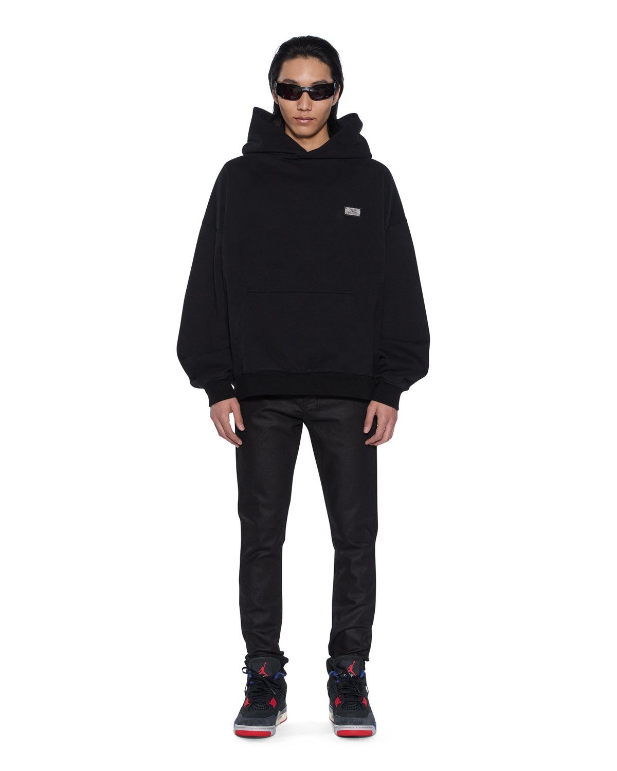 Mens Lords Ekcess Hoodie Jet Black Oversized Fleece - Black