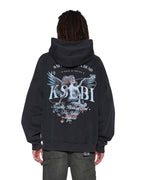 Mens Spirit Ekcess Hoodie Acid Black Oversized Fleece - Grey