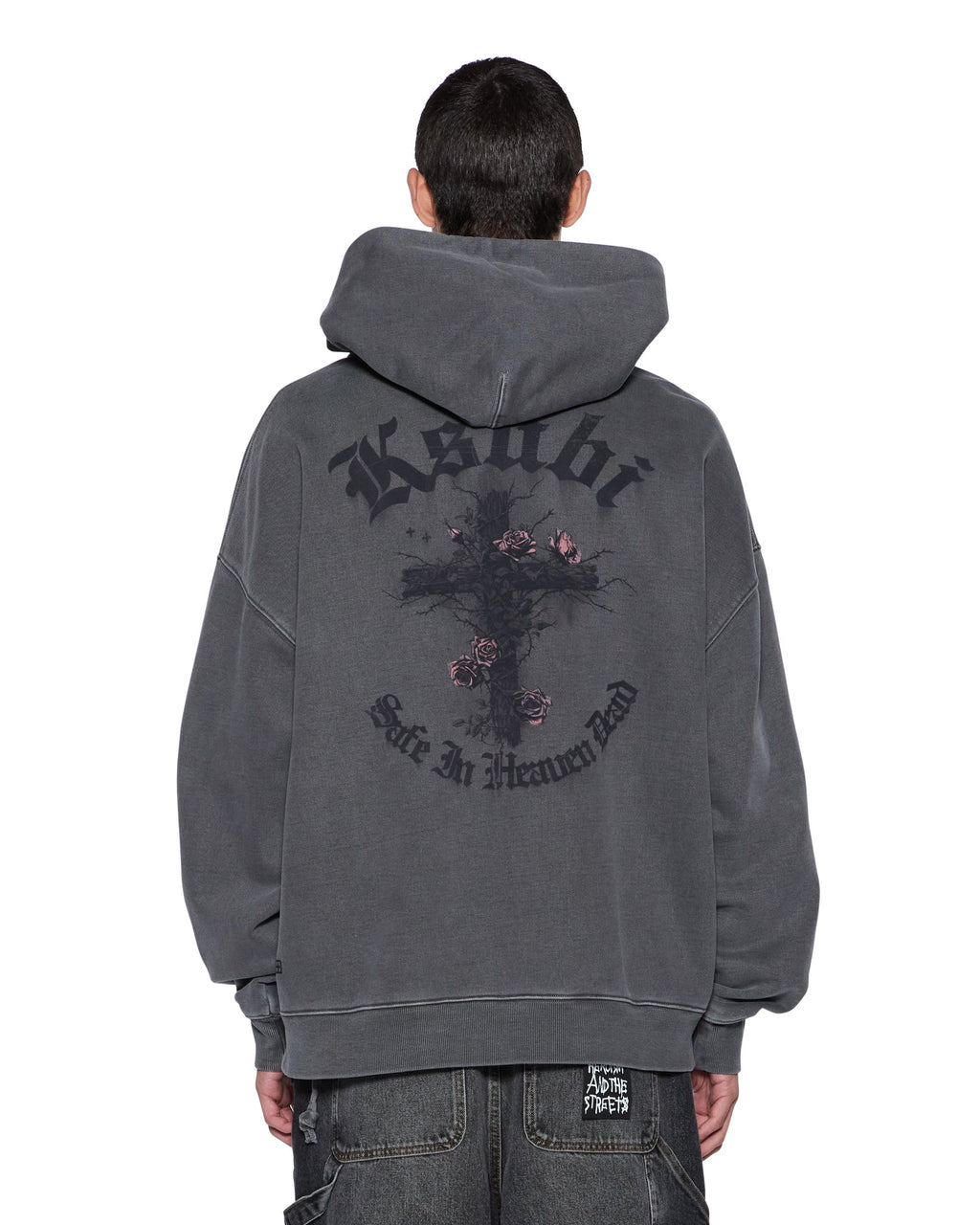 Mens Thorned Ekcess Hoodie Charcoal Oversized Fleece - Grey