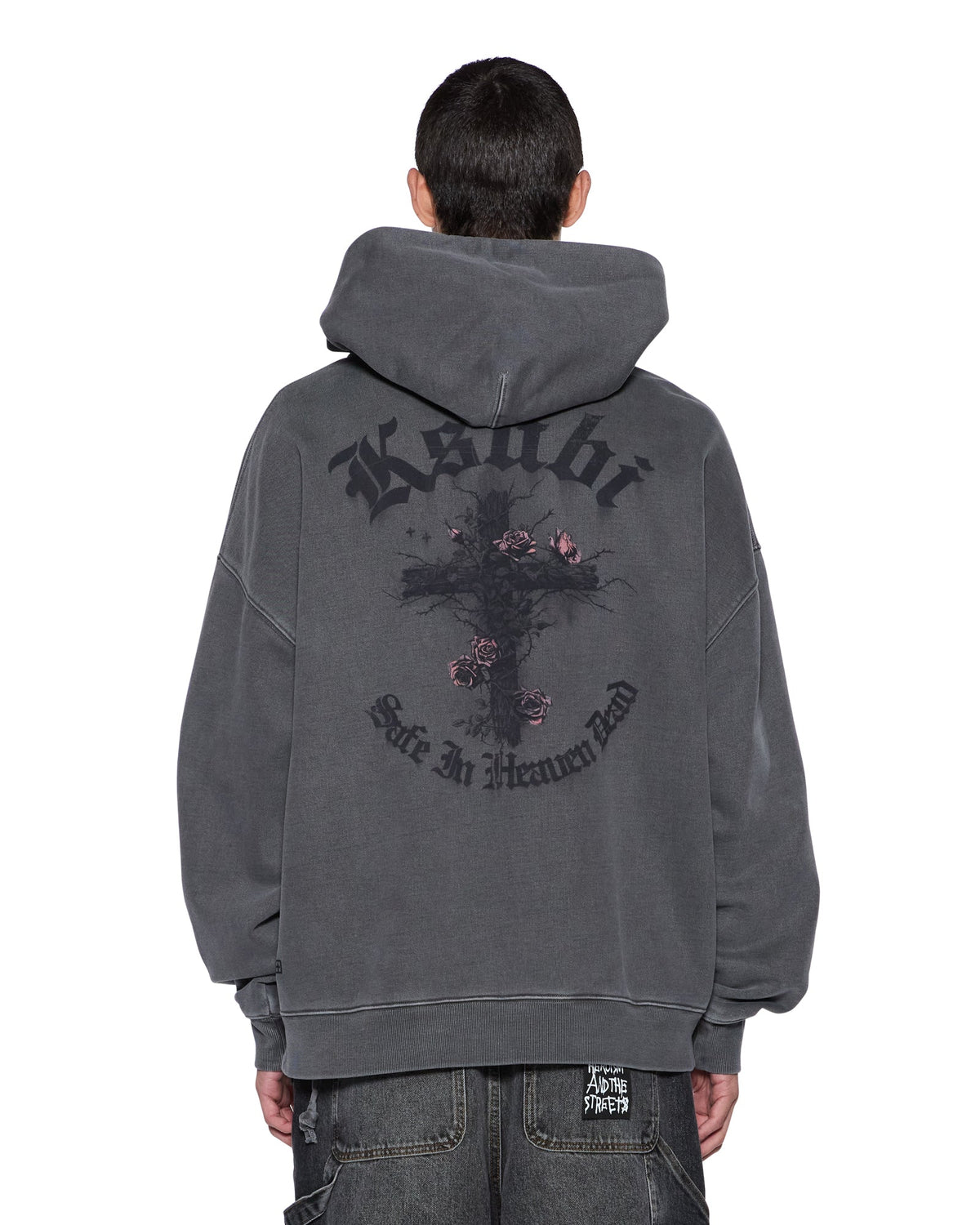 Mens Thorned Ekcess Hoodie Charcoal Oversized Fleece - Grey