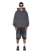 Mens Thorned Ekcess Hoodie Charcoal Oversized Fleece - Grey