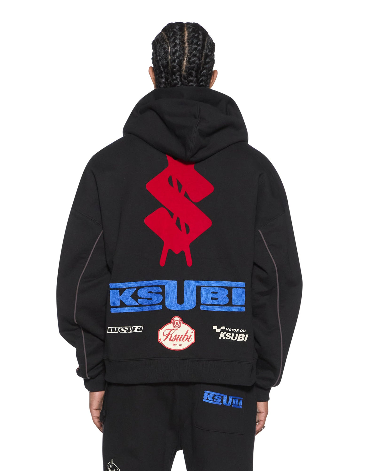 Mens Zoom Ekcess Zip Hoodie Jet Black Oversized Fleece - Black