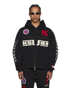 Mens Zoom Ekcess Zip Hoodie Jet Black Oversized Fleece - Black