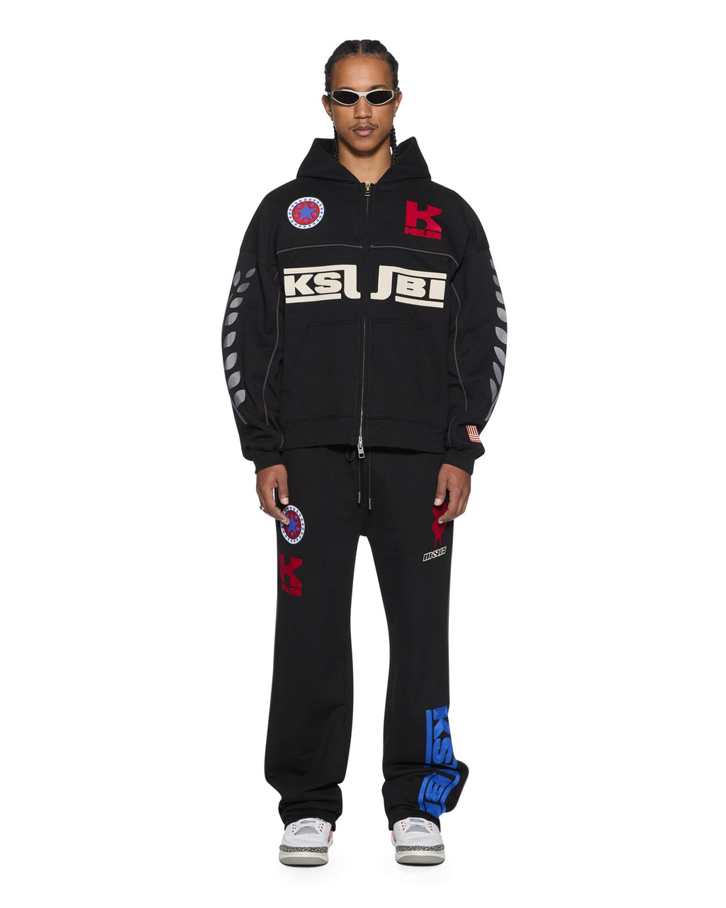 Mens Zoom Ekcess Zip Hoodie Jet Black Oversized Fleece - Black