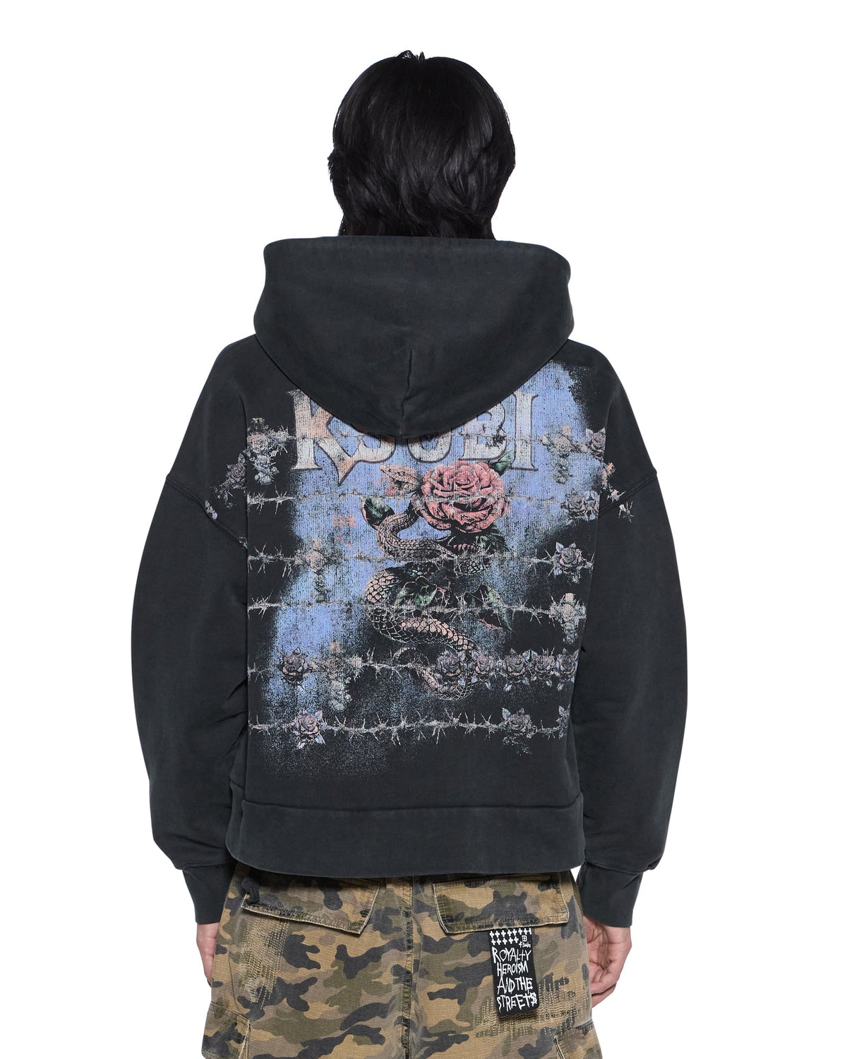 Mens Death Snake Halen Zip Hoodie Ash Baggy Fleece - Black